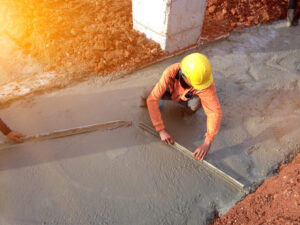 Professional concrete contractor finishing concrete